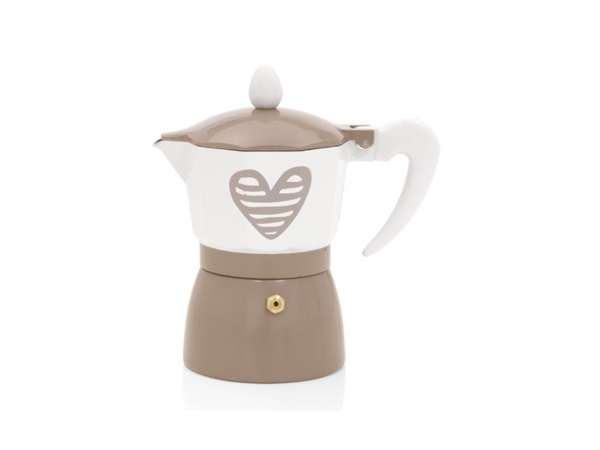 BRANDANI GIFT GROUP S.A.S. CAFFETTIERA BATTICUORE COLORE TORTORA 3 TAZZE IN ALLUMINIO
