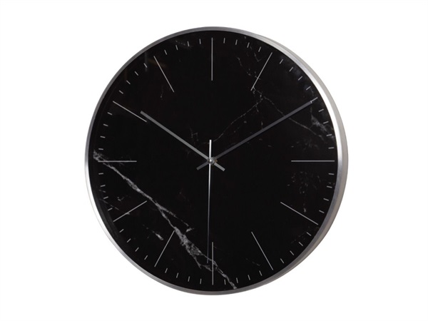 ANDREA HOUSE Orologio da parete effetto marmo nero e argento