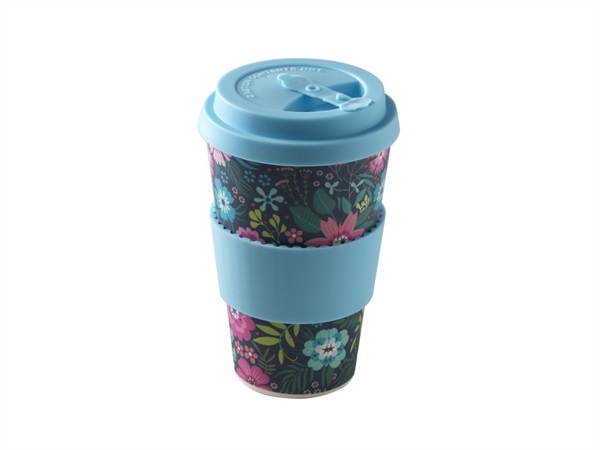 Q.B. BY MOPITA Natural Mug Decoro Flower Colore Azzurro