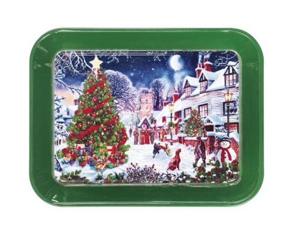 BRANDANI GIFT GROUP S.A.S. VASSOIO CHRISTMAS VERDE METAL, 33X25