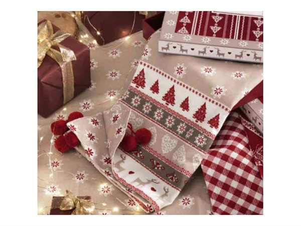 BRANDANI GIFT GROUP S.A.S. Fiocco di neve, striscia righe e fiocchi 45x140