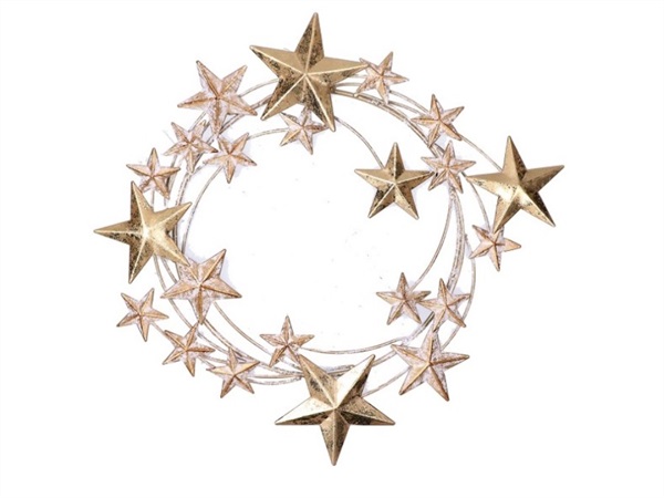 RITUALI DOMESTICI Ghirlanda di stelle dorata in metallo diam 31 cm