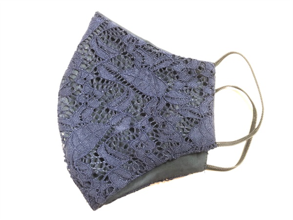 AM Mascherina giove donna, cotone, pizzo, blu