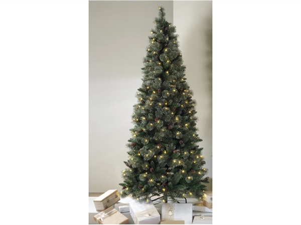 MASCAGNI Albero Pino con pigne e glitter, h180 con 250 luci a led