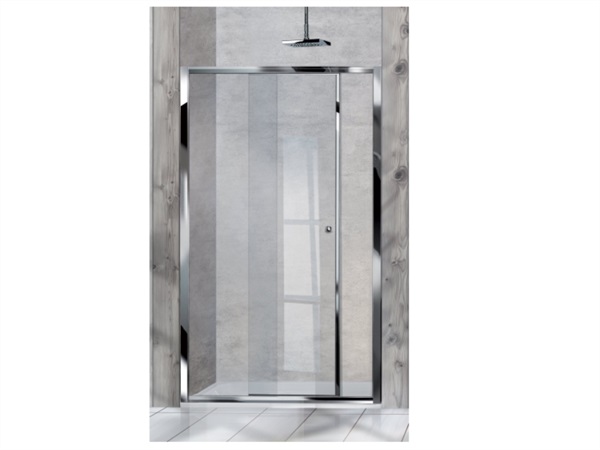 2B Porta scorrevole reversibile, cristallo temperato 6 mm, argento lucido trasparente, 100 cm