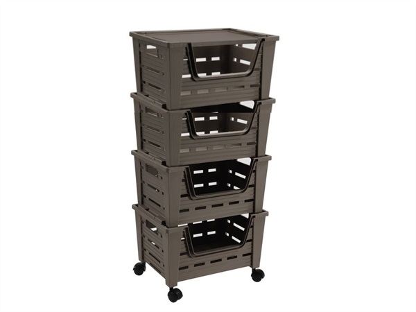 TONTARELLI CARRELLO EVA, 4 ceste wengé 40x30