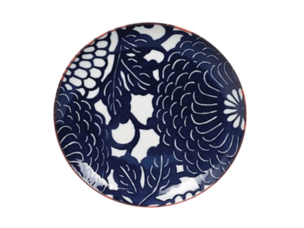 TOKYO DESIGN STUDIO Shiki, piatto dark blu peony/bordo rosso 25 cm