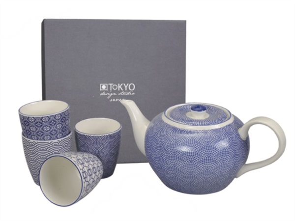 TOKYO DESIGN STUDIO Nippon Blue, set tè dots