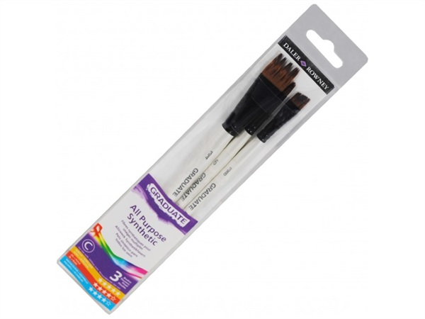 DALER ROWNEY Busta con 3 pennelli sintetici, graduate, manici corti