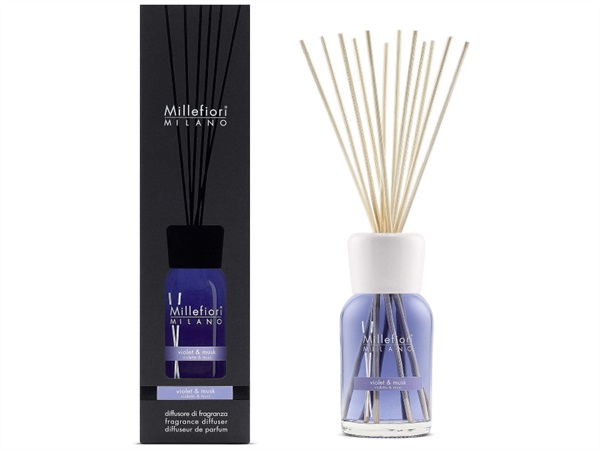 MILLEFIORI Diffusore a bastoncini collezione natural millefiori -violet&musk 500 ml