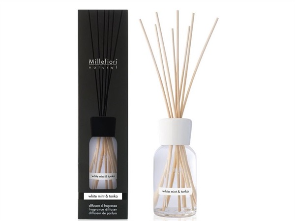 MILLEFIORI Diffusore a bastoncini collezione natural millefiori -white mint&tonka 500 ml