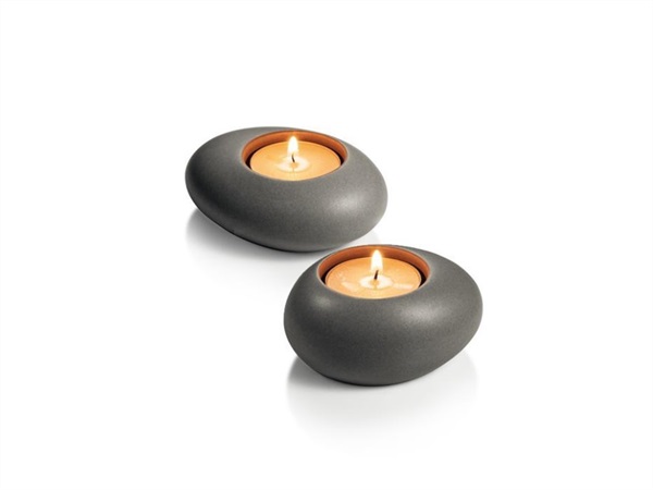 TESCOMA LINEA FANCY HOME, set 2 pezzi PORTA TEALIGHT STONES, grigio