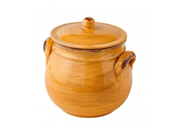 BRANDANI GIFT GROUP S.A.S. LEGUMIERA GIALLA C/COPERCHIO TERRACOTTA DA FUOCO
