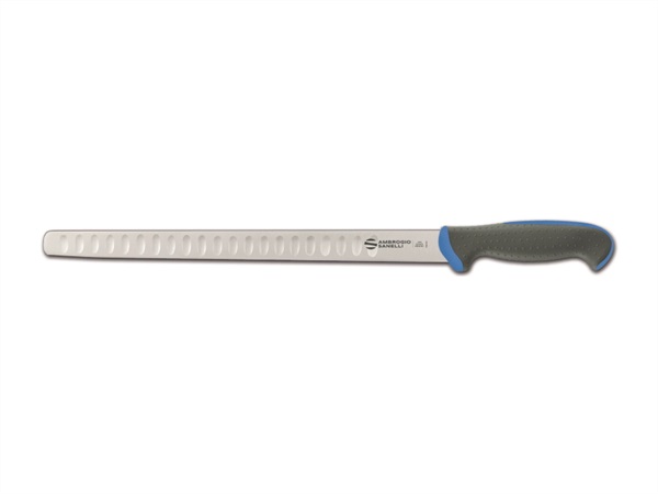 AMBROGIO SANELLI Tecna colore - coltello salmone, lama alveolata, blu, 32 cm