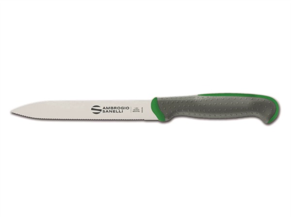 AMBROGIO SANELLI Tecna colore - coltello multiuso, lama dentata, verde, 14 cm