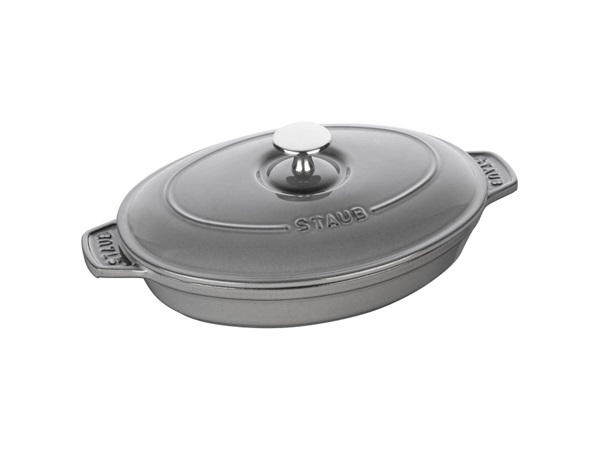 STAUB PIROFILA CON COPERCHIO OVALE - 23 CM X 17 CM, GRIGIO GRAFITE