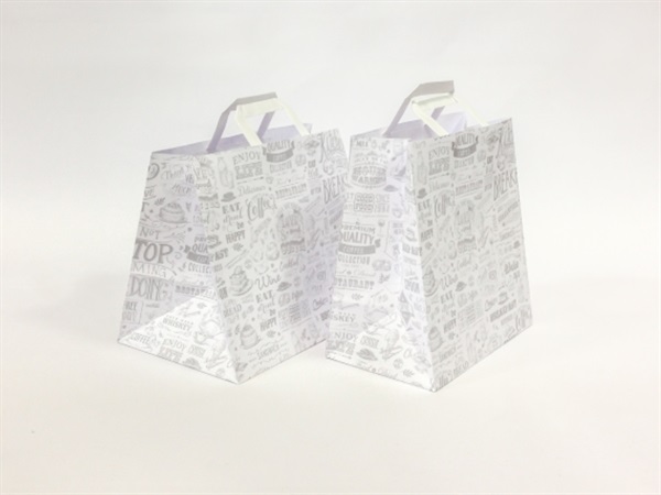 BIO EXTRUSION Confezione 200 Shopper asporto kraft bianca, 32+21x27 cm