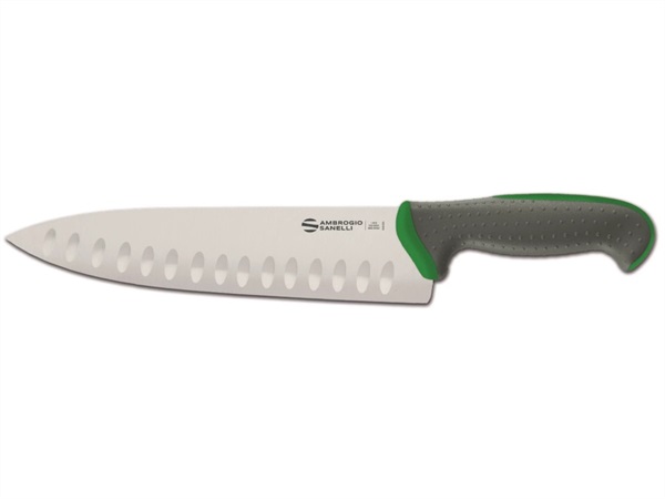 AMBROGIO SANELLI Tecna colore - coltello trinciante cuoco, lama alveolata, verde, 24 cm