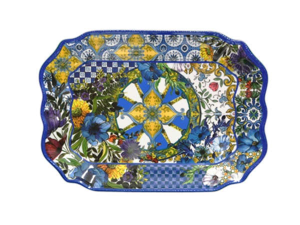 BACI MILANO Baci milano - baroque & rock milano kitchen - vassoio rettangolare, 33x47 cm, ocean