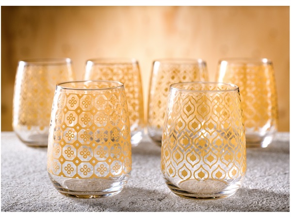VILLA ALTACHIARA Dulse, set 6 bicchieri con serigrafia oro - 82310