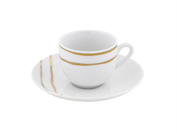 VILLA ALTACHIARA Zenzero, set 3 tazze da caffè con piatto oro - 1190