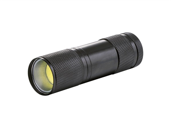 NOVA LINE Torcia a led in alluminio, 1W, nero, con batterie (3xAAA) non incluse