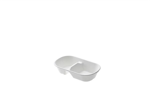 LEONE Vaschetta ovale in polpa a 2 scomparti 1000 ml - cm 23.5x13.1x7h - 50 pz