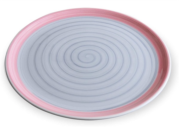 ZAFFERANO S.R.L. Spirale, piatto pizza 33 grigio/bordo rosa