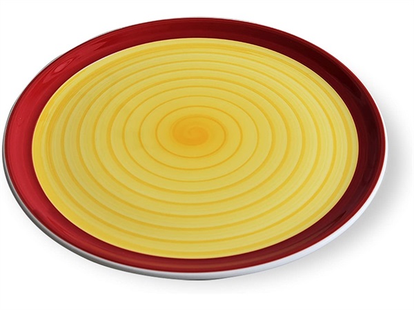ZAFFERANO S.R.L. Spirale, piatto pizza 33 giallo/bordo rosso