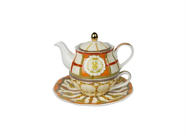 BACI MILANO horses 01- teiera tea for one filo oro Ø 18 x H 15,5 cm