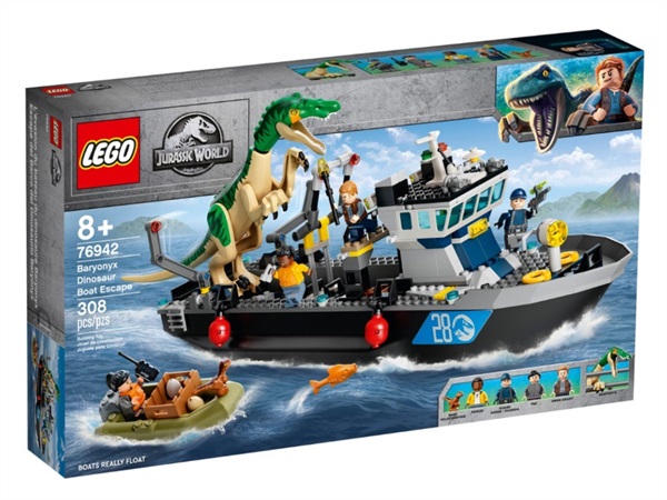 LEGO Lego Jurassic, Fuga sulla barca del dinosauro Baryonyx, 76942