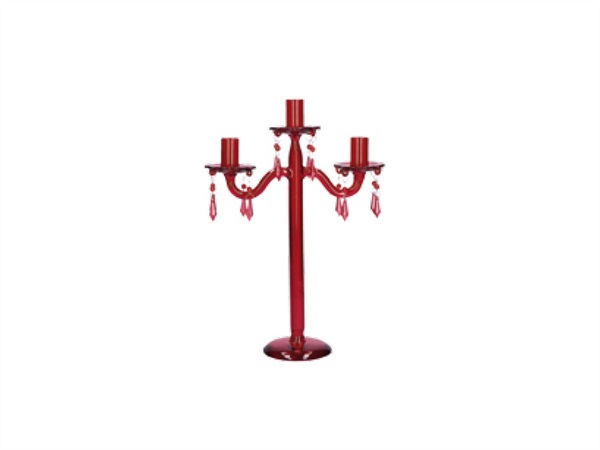 RITUALI DOMESTICI Luminando, candelabro 3 bracci gocce rosso in vetro 23xØ9x35 cm