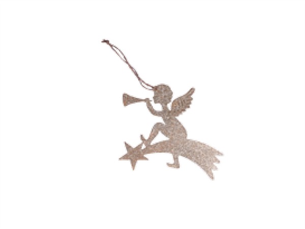 RITUALI DOMESTICI Leggiadria, angelo con tromba da appendere metallo oro 17xh16 cm