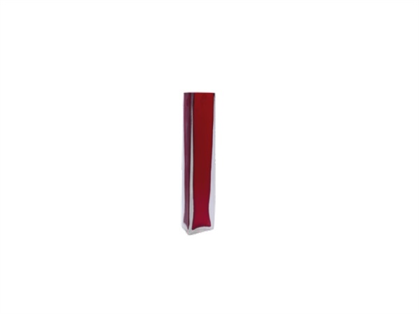 RITUALI DOMESTICI Evanescente, vaso triangolare vetro satinato rosso 8x8xh35 cm
