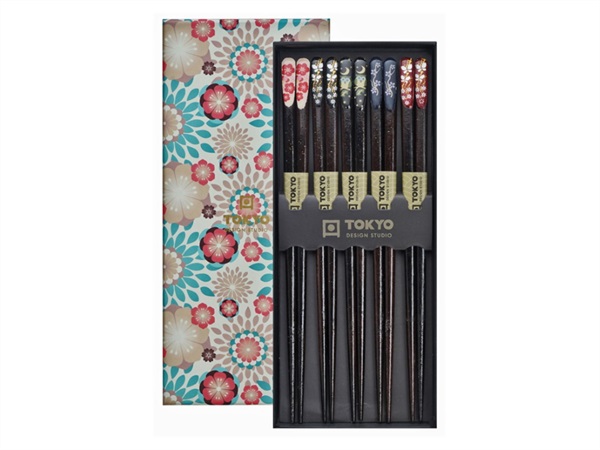 TOKYO DESIGN STUDIO Chopstick, set 5 coppie di bacchette, nippon floral