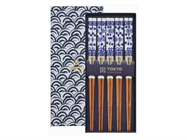 TOKYO DESIGN STUDIO Chopstick, set 5 coppie di bacchette, wave blue