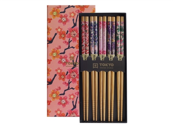 TOKYO DESIGN STUDIO Chopstick, set 5 coppie di bacchette, sakura patterns