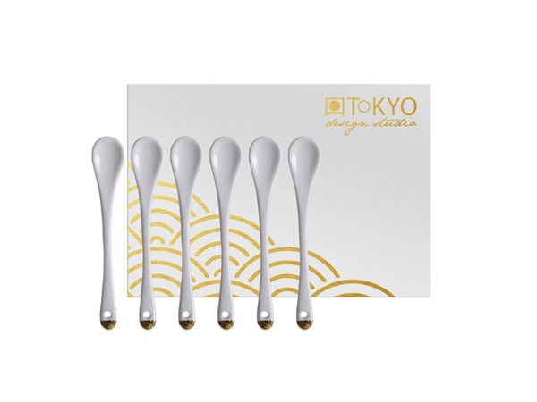 TOKYO DESIGN STUDIO Nippon white, set 6 cucchiaini filo d'oro, 13 cm