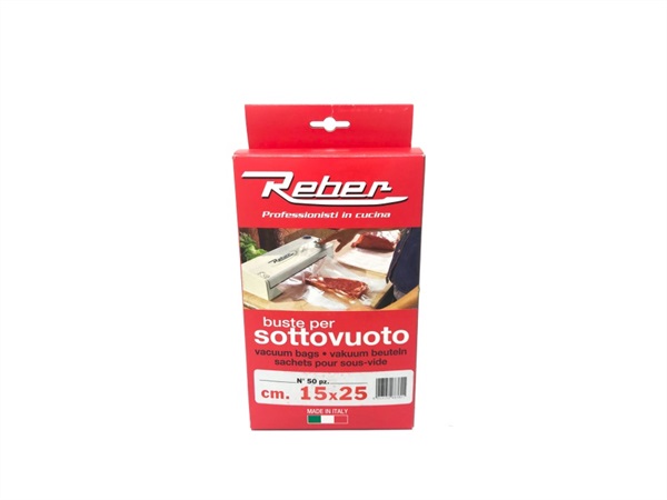 REBER S.R.L. Buste goffrate universali per sottovuoto 15x25 cm, 50 Pz.