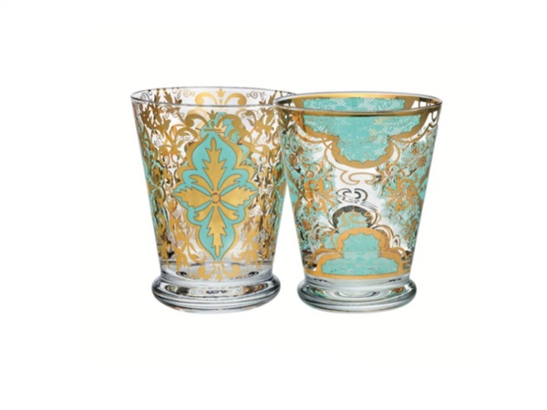 LIVELLARA S.R.L. Damasco, set 2 tumbler, acqua mare