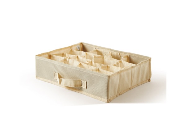 PERFETTO Easybox organizer cassetto tnt, tessuto, ecru, 16 posti 35x28xh9 cm