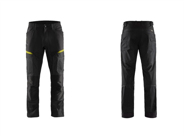 BLÅKLÄDER ITALIA SRL Pantaloni service stretch 1456 1845, nero/giallo