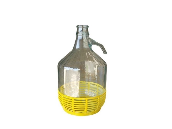 PAGLIARI Dama in vetro trasparente con cestino in nylon giallo, 5 litri, 4 pz