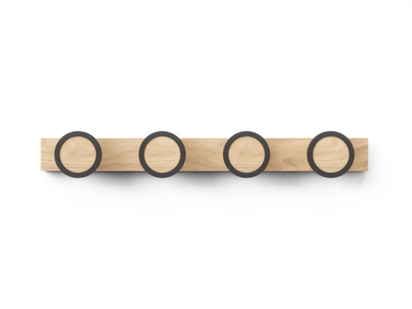 UMBRA Appendiabiti hub rail, 3 ganci, nero/naturale