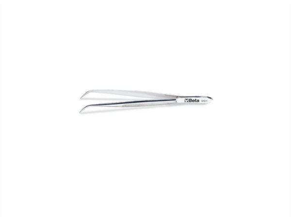 BETA UTENSILI Pinzetta a molla a punte fini curve arrotondate zigrinate in acciaio inossidabile, 130 mm