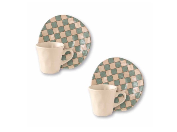 BRANDANI GIFT GROUP S.A.S. LE CEMENTINE, SET 2 TAZZINE CAFFE' QUADRELLA