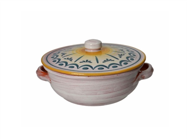 BRANDANI GIFT GROUP S.A.S. TEGAME BIANCO CON COPERCHIO DECORATO IN TERRACOTTA