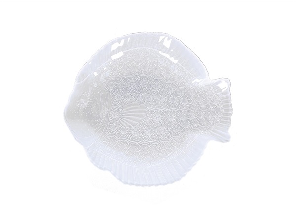 UNITABLE Susie bianco, piatto pesce xl in vetro 38x34,5xh4 cm