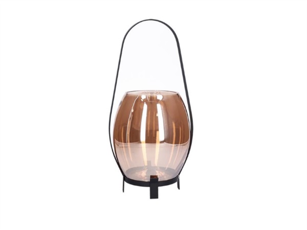 RITUALI DOMESTICI Disera, lanterna bombata in vetro/metallo nero s 15x14xh28 cm