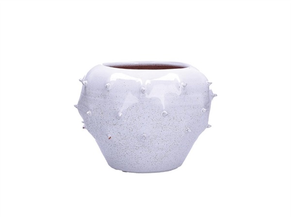RITUALI DOMESTICI Opuntia bianco, vaso decorativo in terracotta basso Ø22xh19 cm